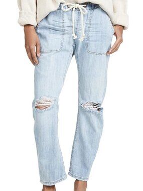 One Teaspoon Women's Shabbies Drawstring Boyfriend Light Wash Jeans Size M